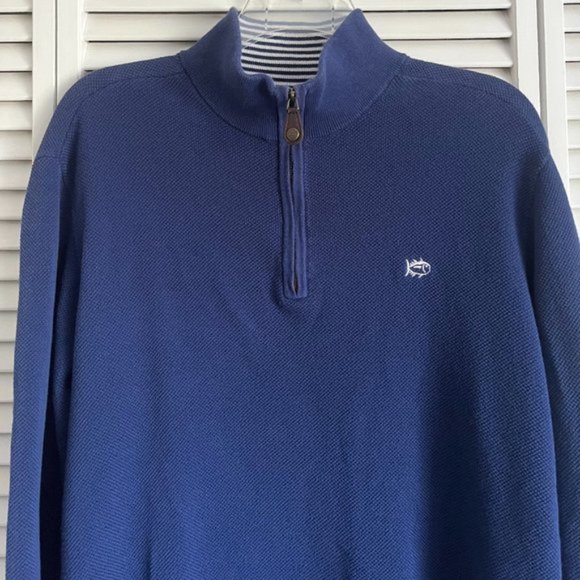 Southern Tide Club quarter zip pullover navy & white men’s medium - Picture 2 of 8